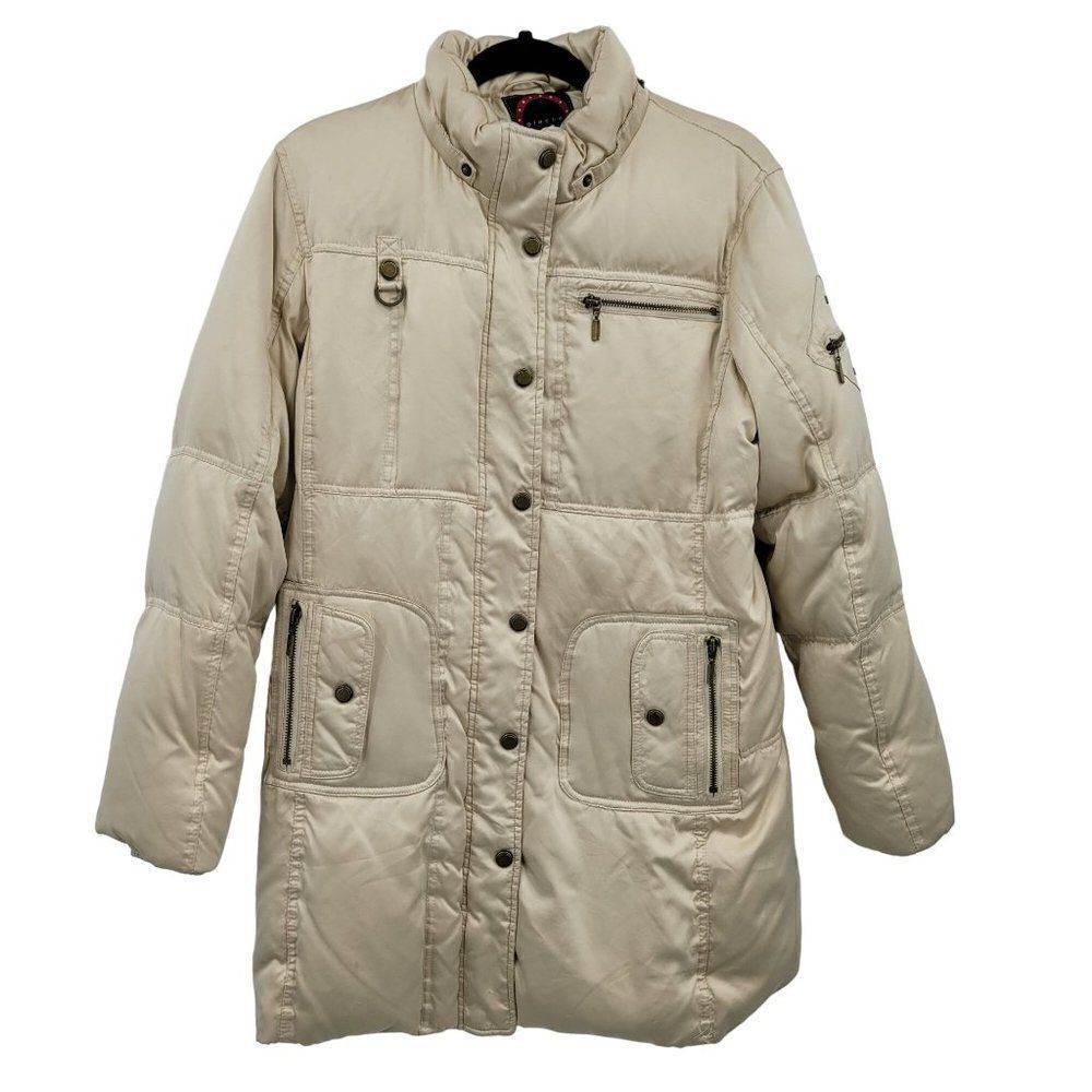Giacca Gallery Parka‎ Down Puffer Coat M Long Multi Pocket Tan Gorpcore